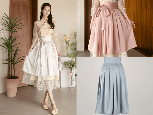 Elegance Satin Midi Modern Hanbok Wrap Skirt