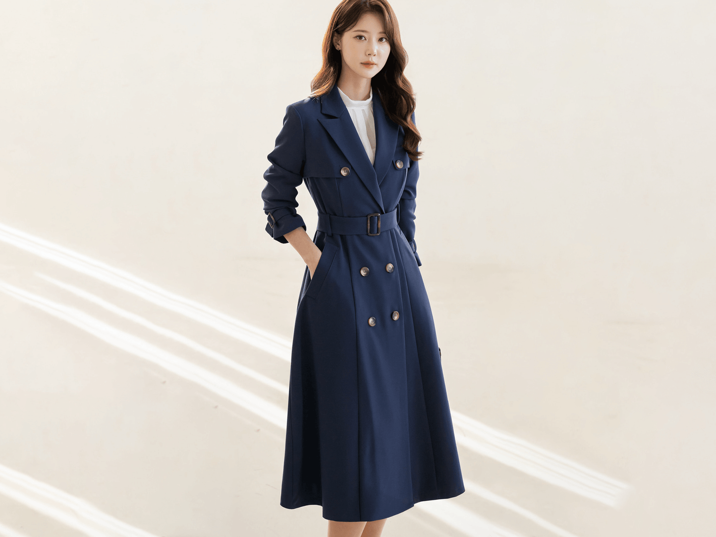 Timeless Tailored Collar Double-Breasted Trench Coat