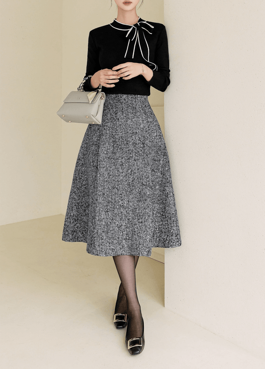 Timeless Elegance Tweed Flare Skirt