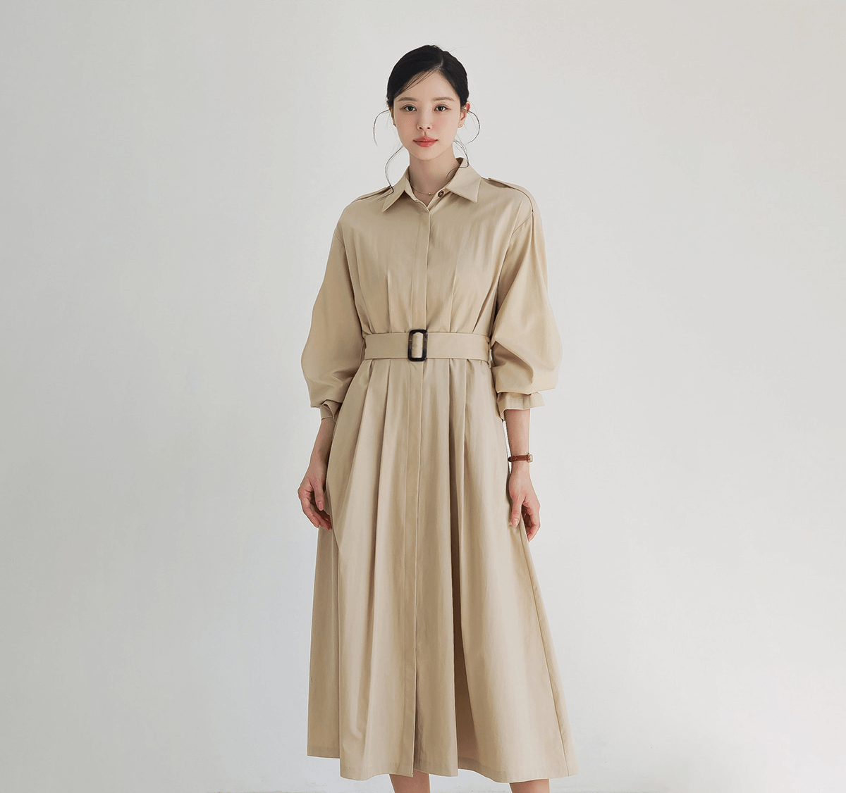 Elegant Modern Charm Trench Belt Dress