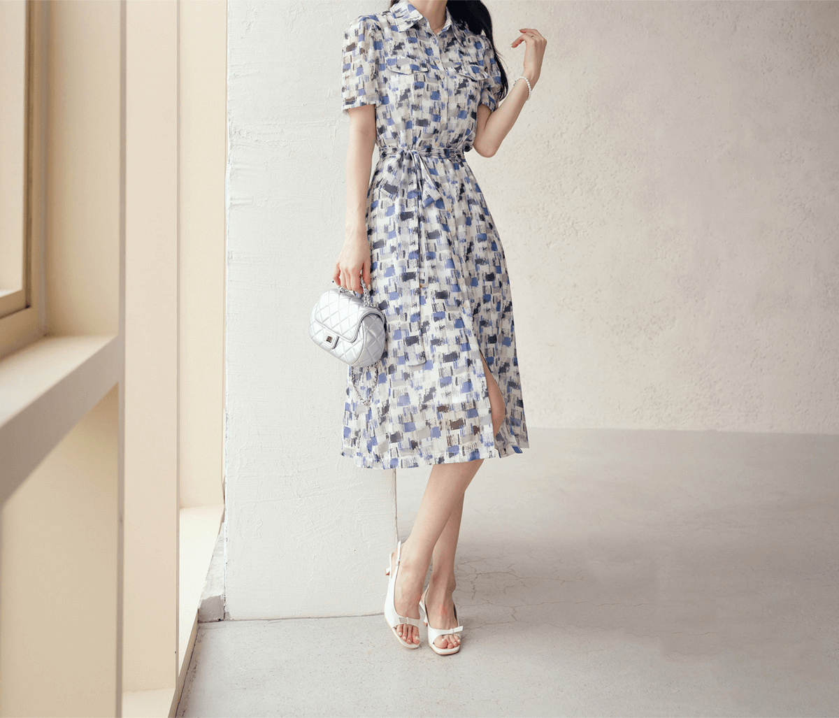 blue chiffon shirt dress Emma Shirt Dress - Linen
