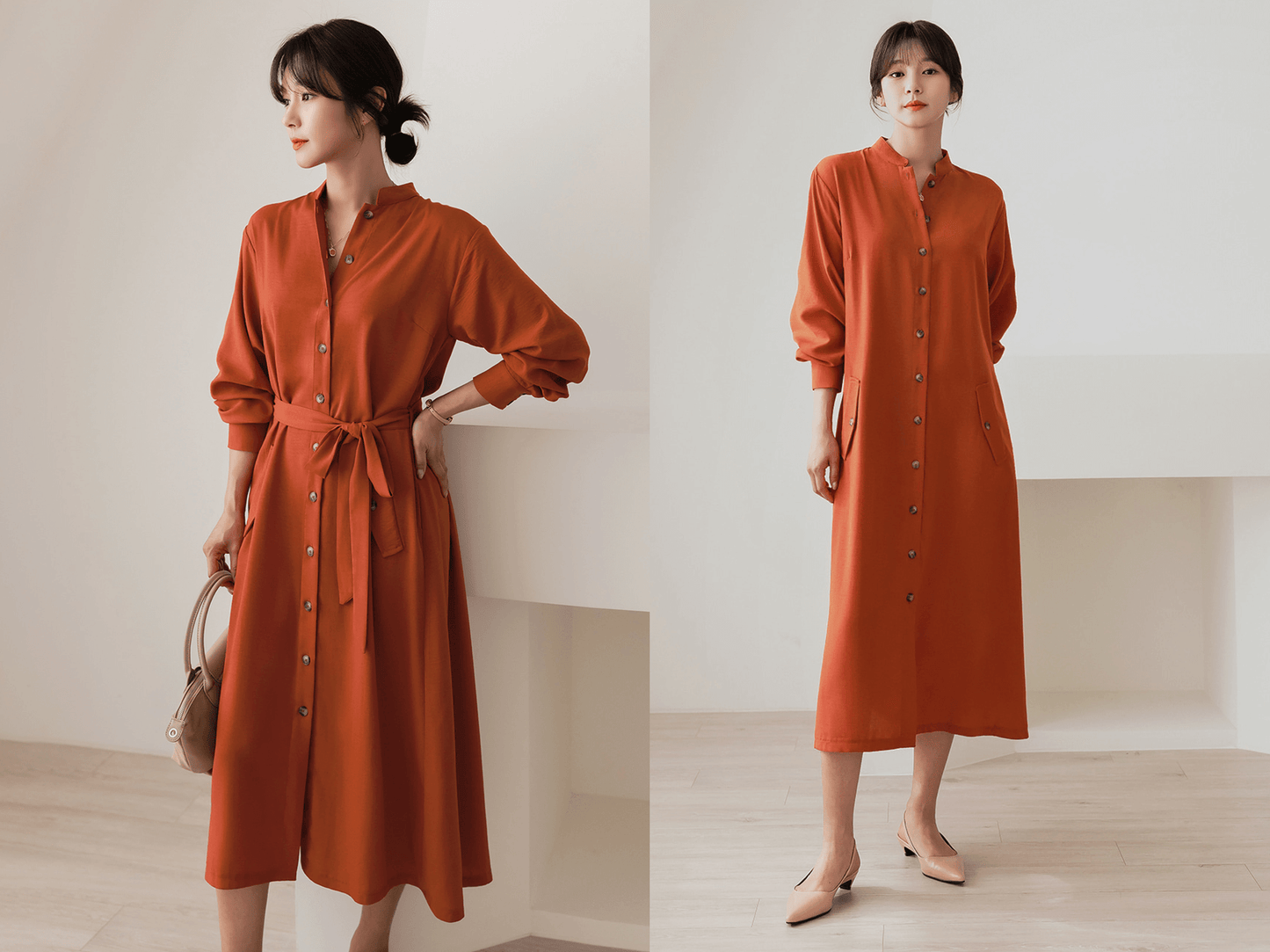Bold and Elegant Shirt Dress with Pintuck Detail