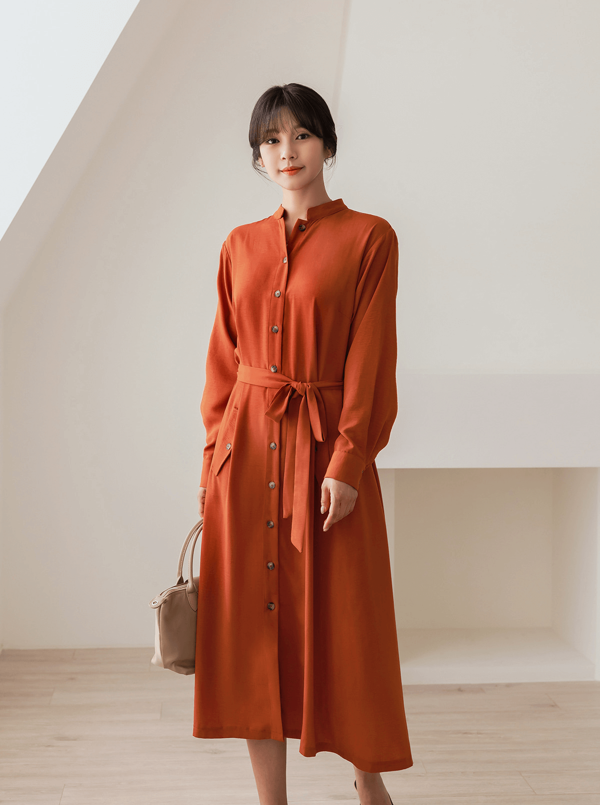 Bold and Elegant Shirt Dress with Pintuck Detail