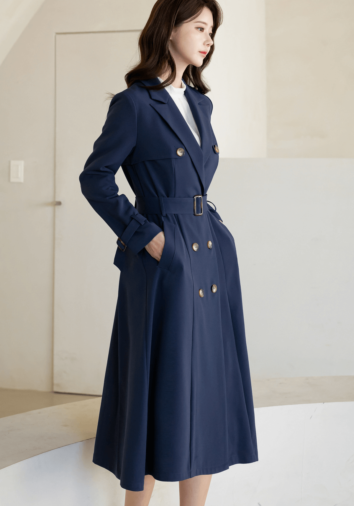 Timeless Tailored Collar Double-Breasted Trench Coat