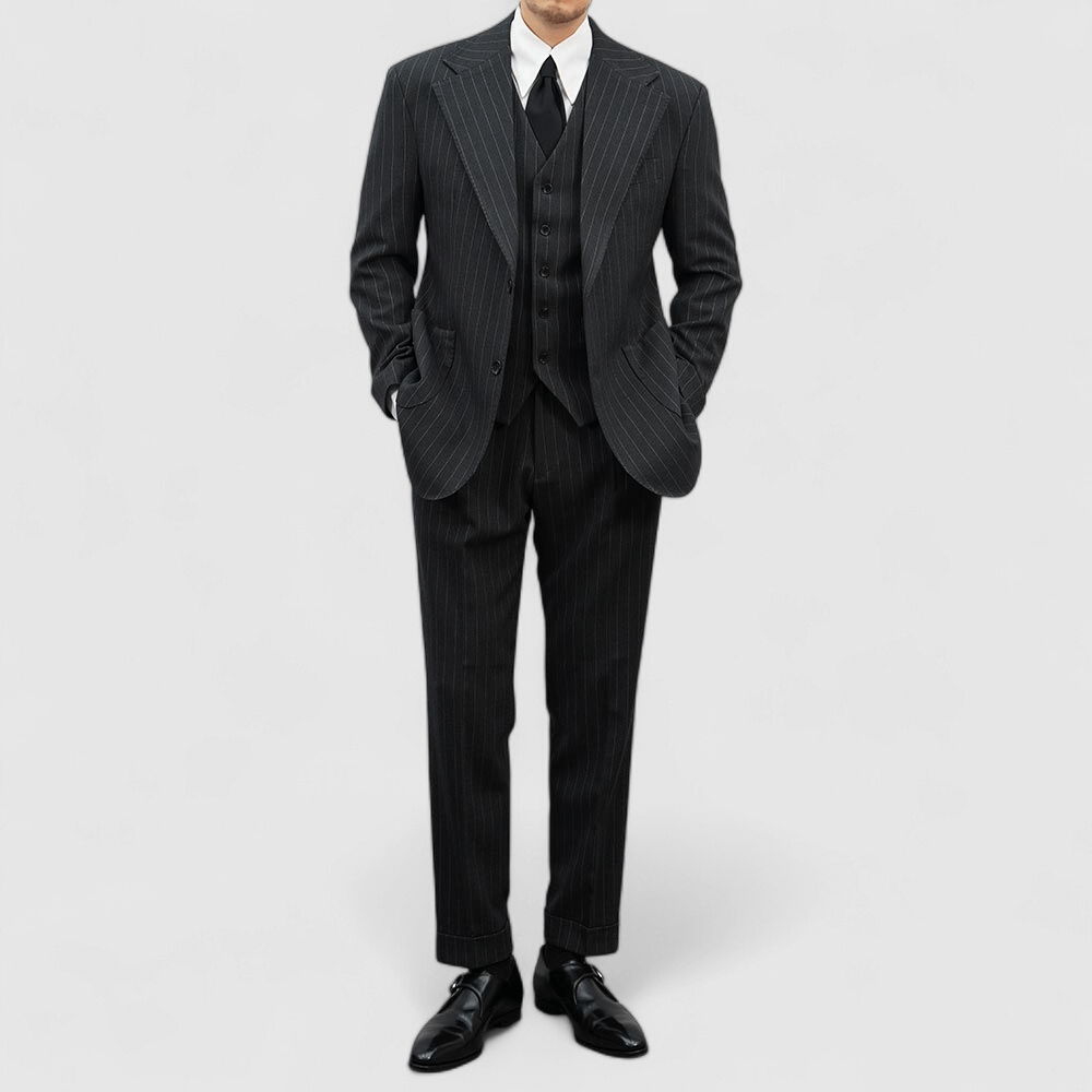 Charcoal Gray Wool Stripe Pants