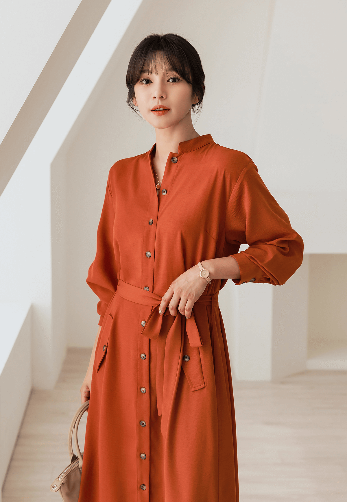 Bold and Elegant Shirt Dress with Pintuck Detail