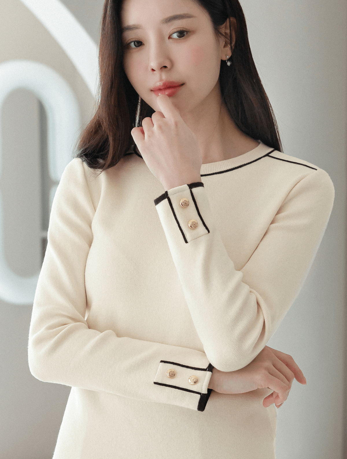 Knit Top with Gold Button Accents