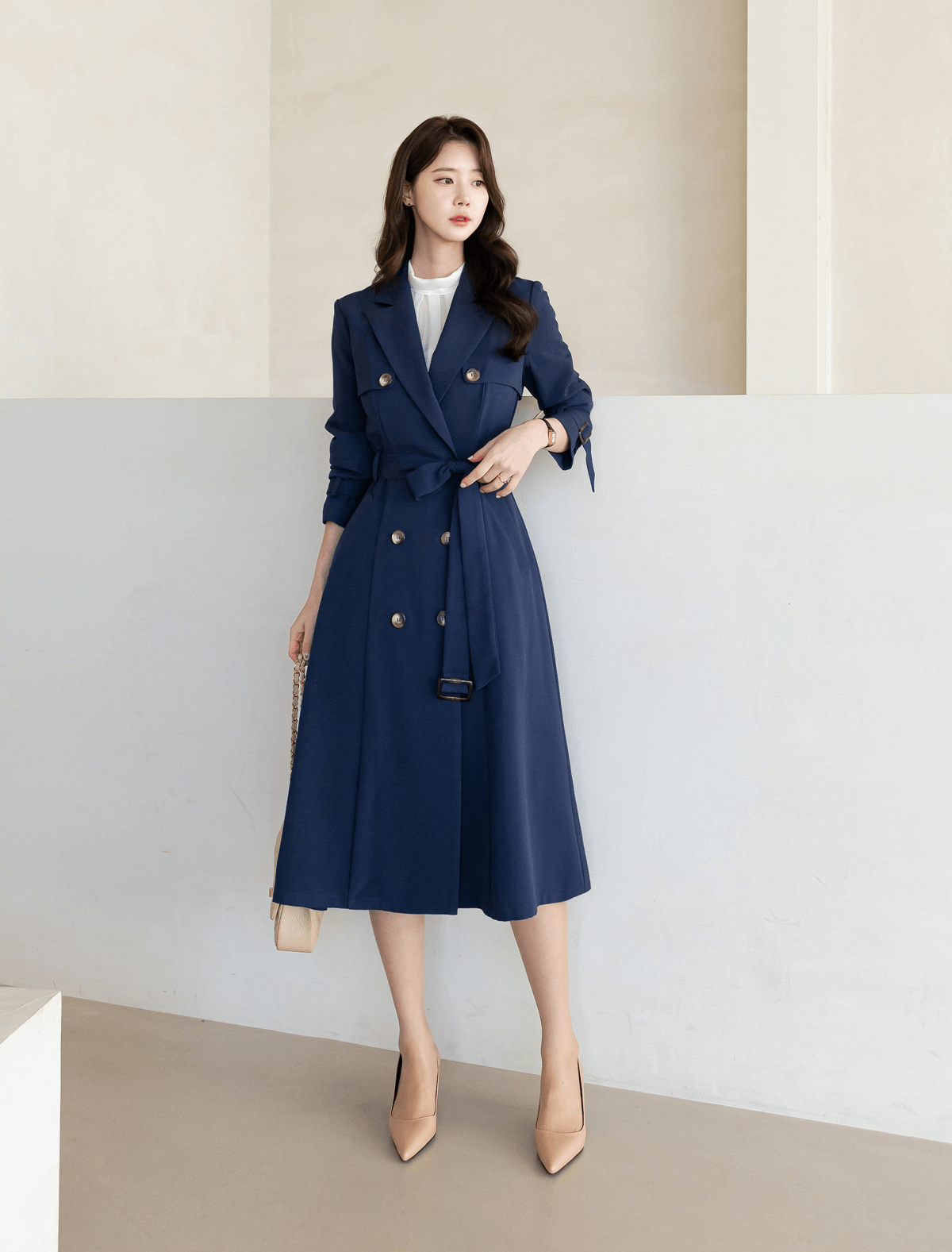 Timeless Tailored Collar Double-Breasted Trench Coat
