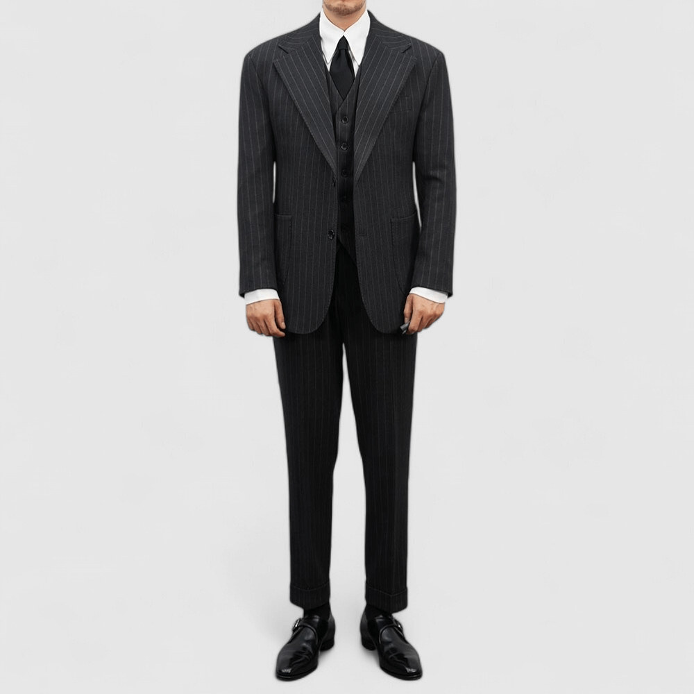 Charcoal Gray Wool Stripe Pants