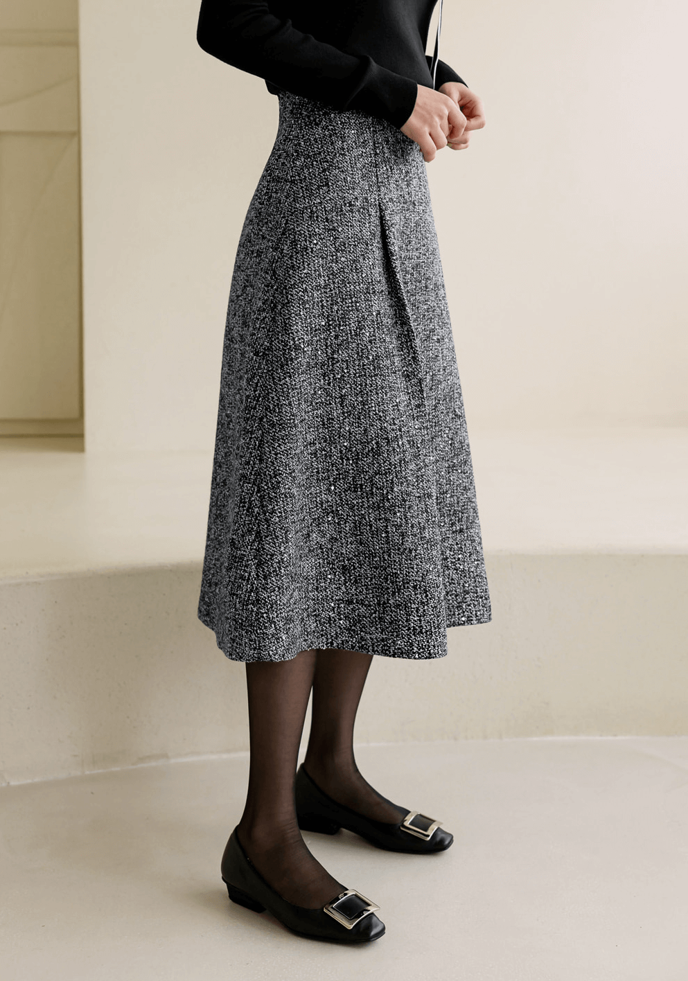 Timeless Elegance Tweed Flare Skirt