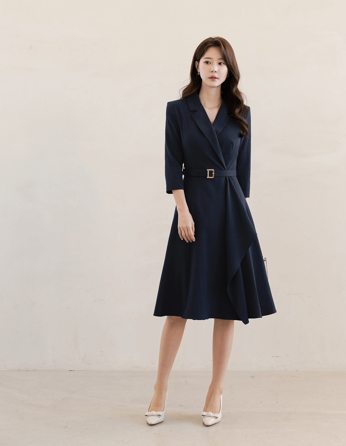 Asymmetric Ruffle Belted Dress with Feminine Flair