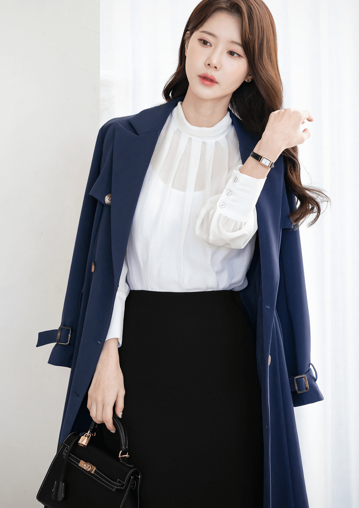 Timeless Tailored Collar Double-Breasted Trench Coat