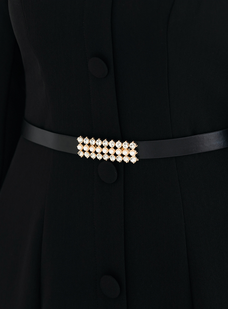 Shawl Collar Flare Midi Dress with Waist Belt – Elegant Dress for Special Occasions