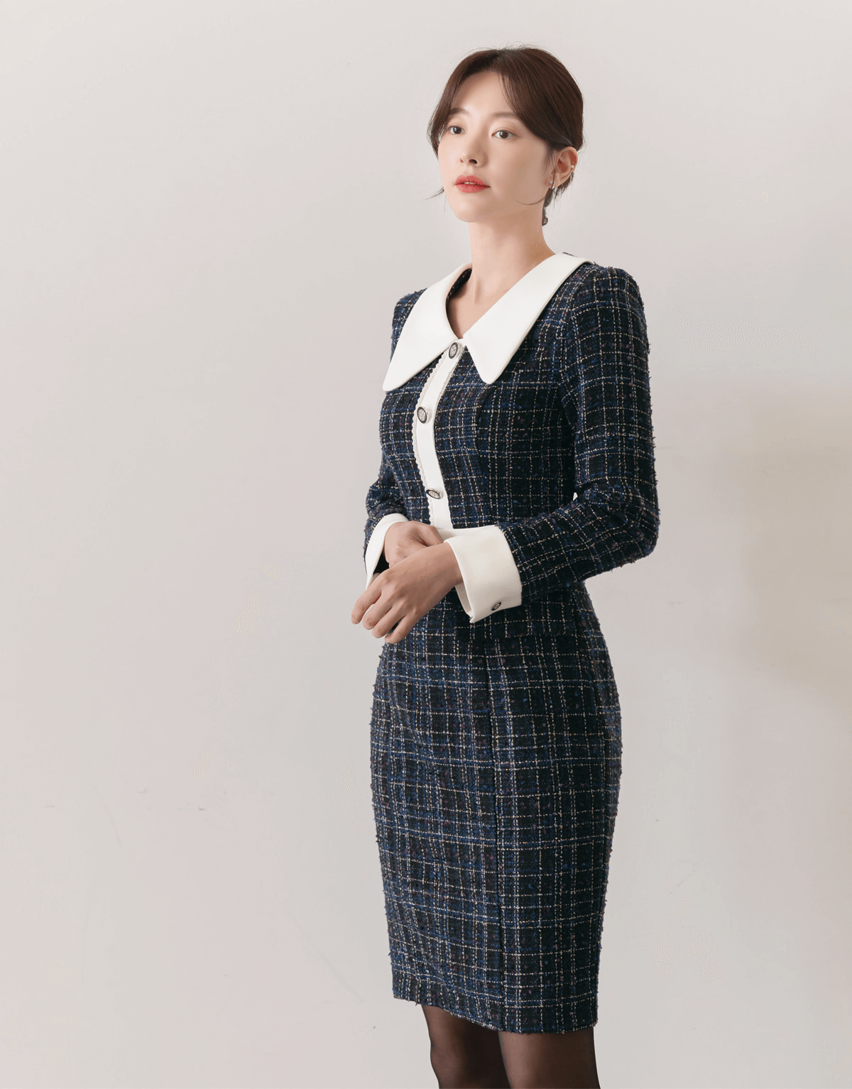 Elegant Big-Collar Sheath Dress