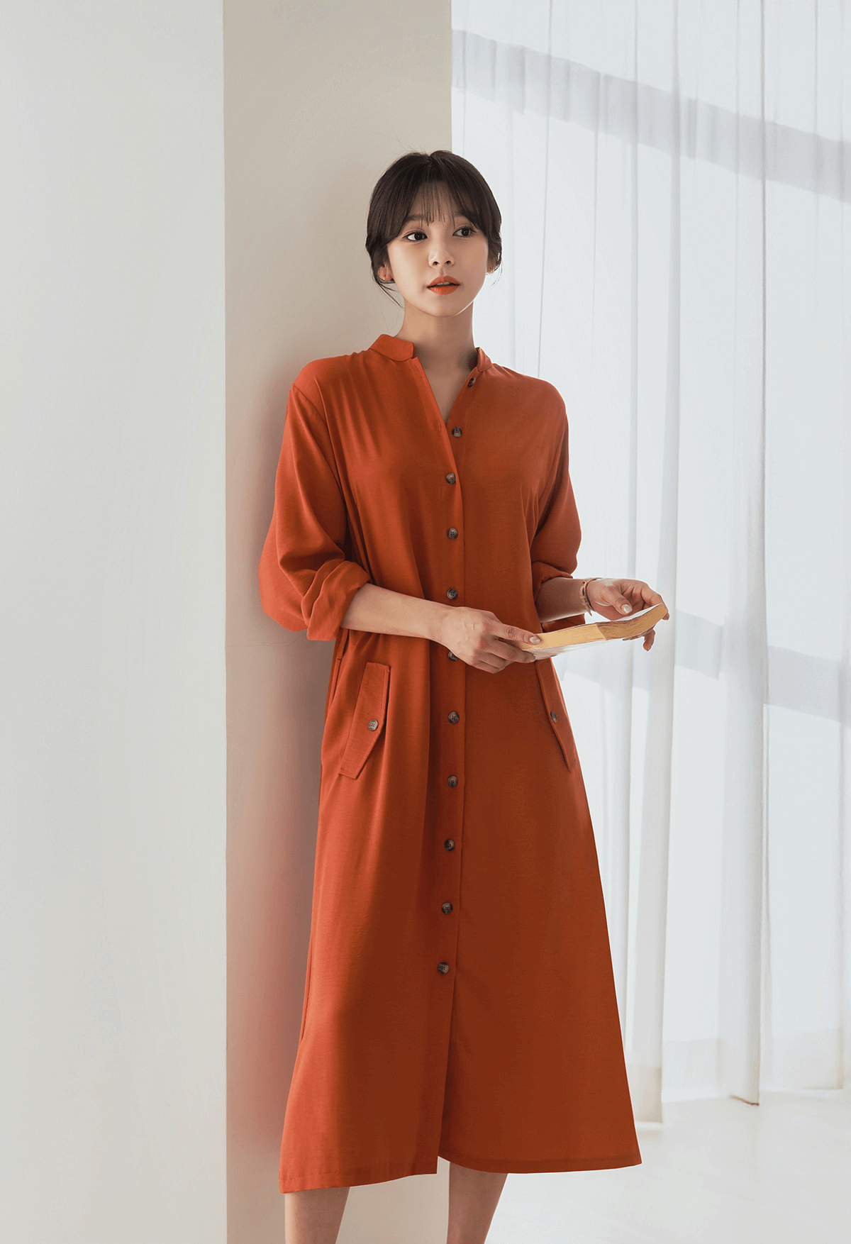 Bold and Elegant Shirt Dress with Pintuck Detail