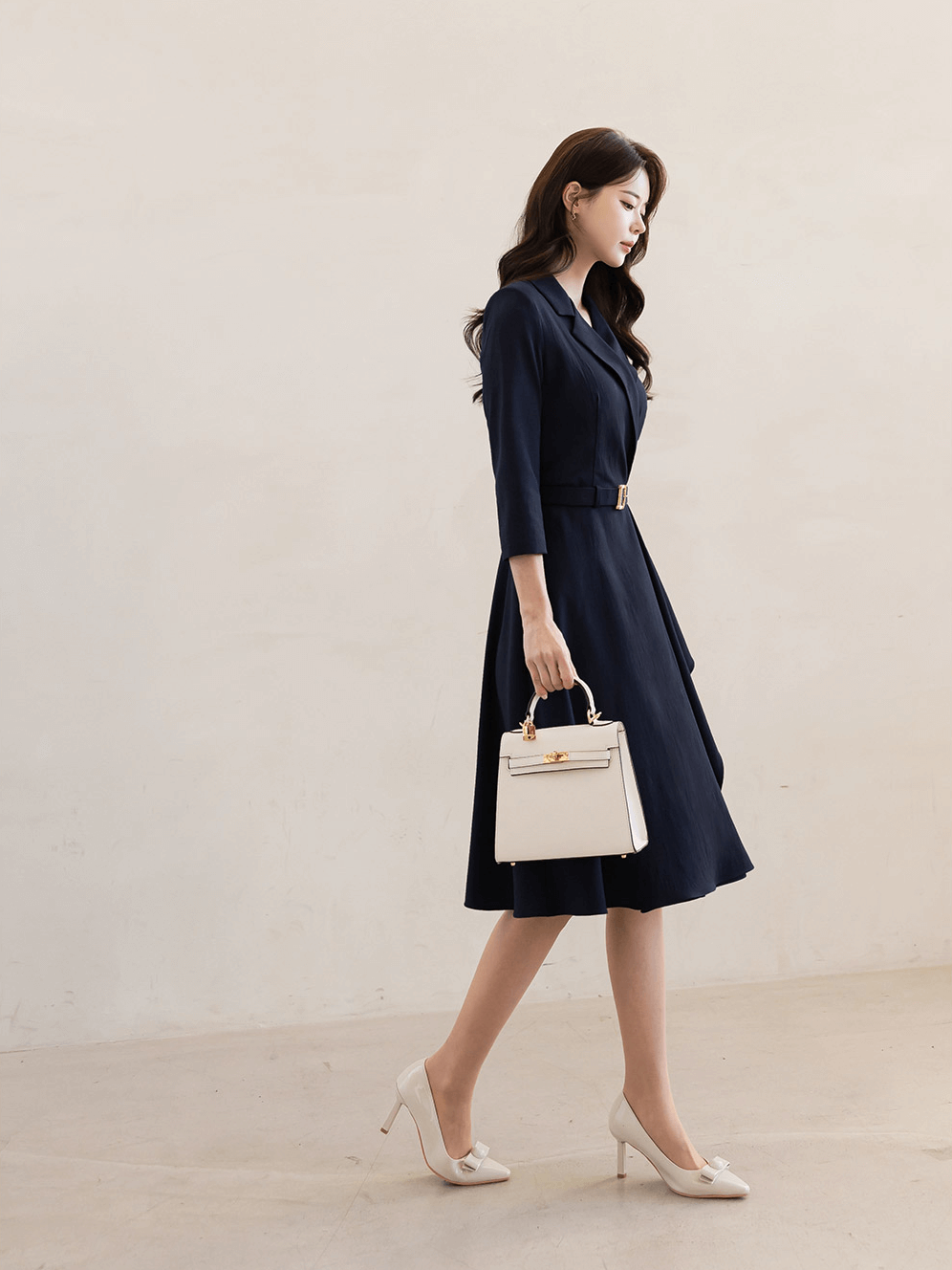 Asymmetric Ruffle Belted Dress with Feminine Flair