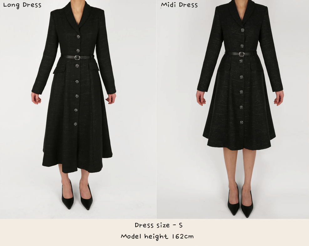 Classic Elegance Shawl Collar Tweed Shirt Dress