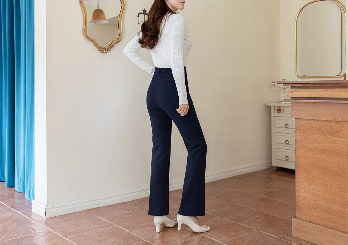 Warm Slim Fit Pants with Brushed-Lined Stretch Fabric