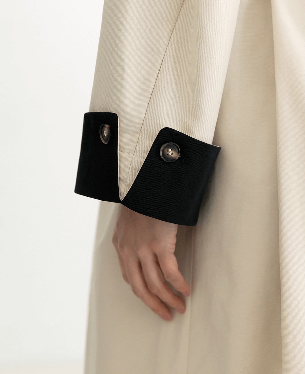 Chic Contrast Collar Double-Breasted Coat