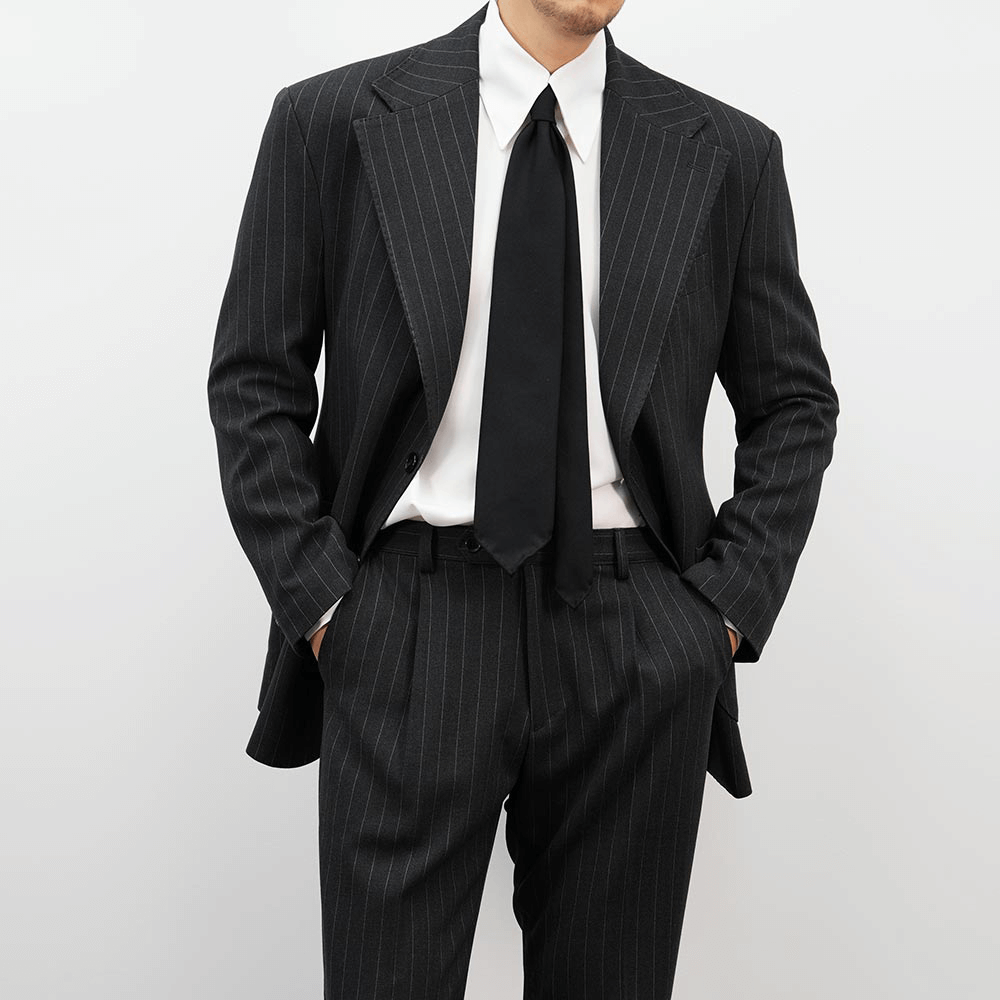 Charcoal Gray Wool Stripe Pants