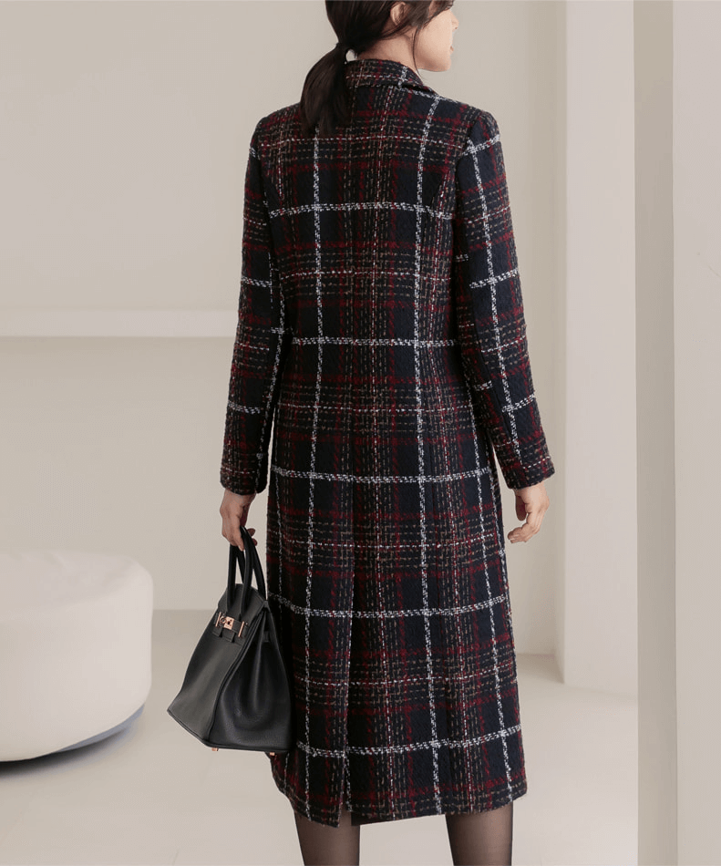 Elegant Tweed Check Coat for Women