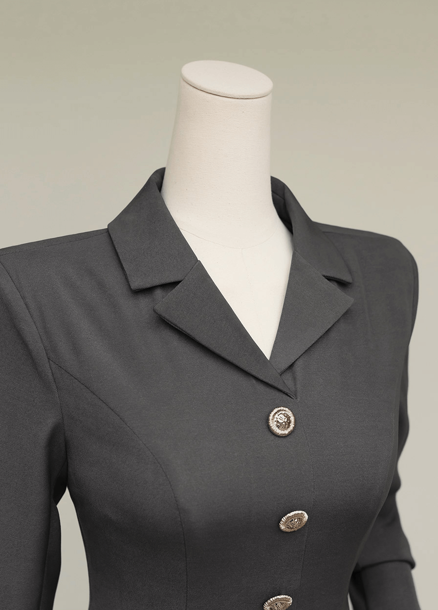 Elegance with a Feminine Touch Grey Pleated Flare Dress