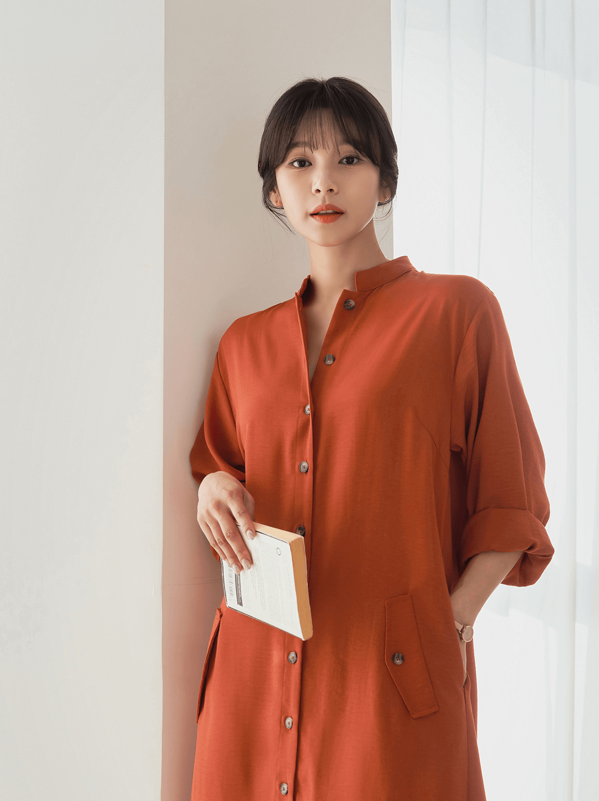 Bold and Elegant Shirt Dress with Pintuck Detail