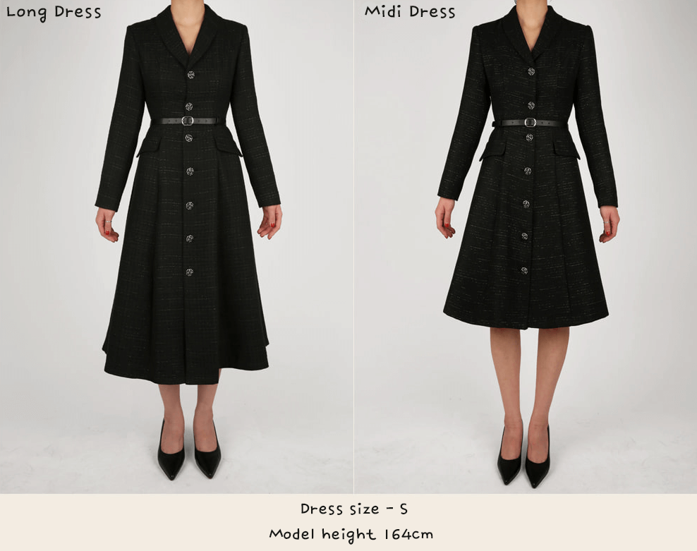 Classic Elegance Shawl Collar Tweed Shirt Dress