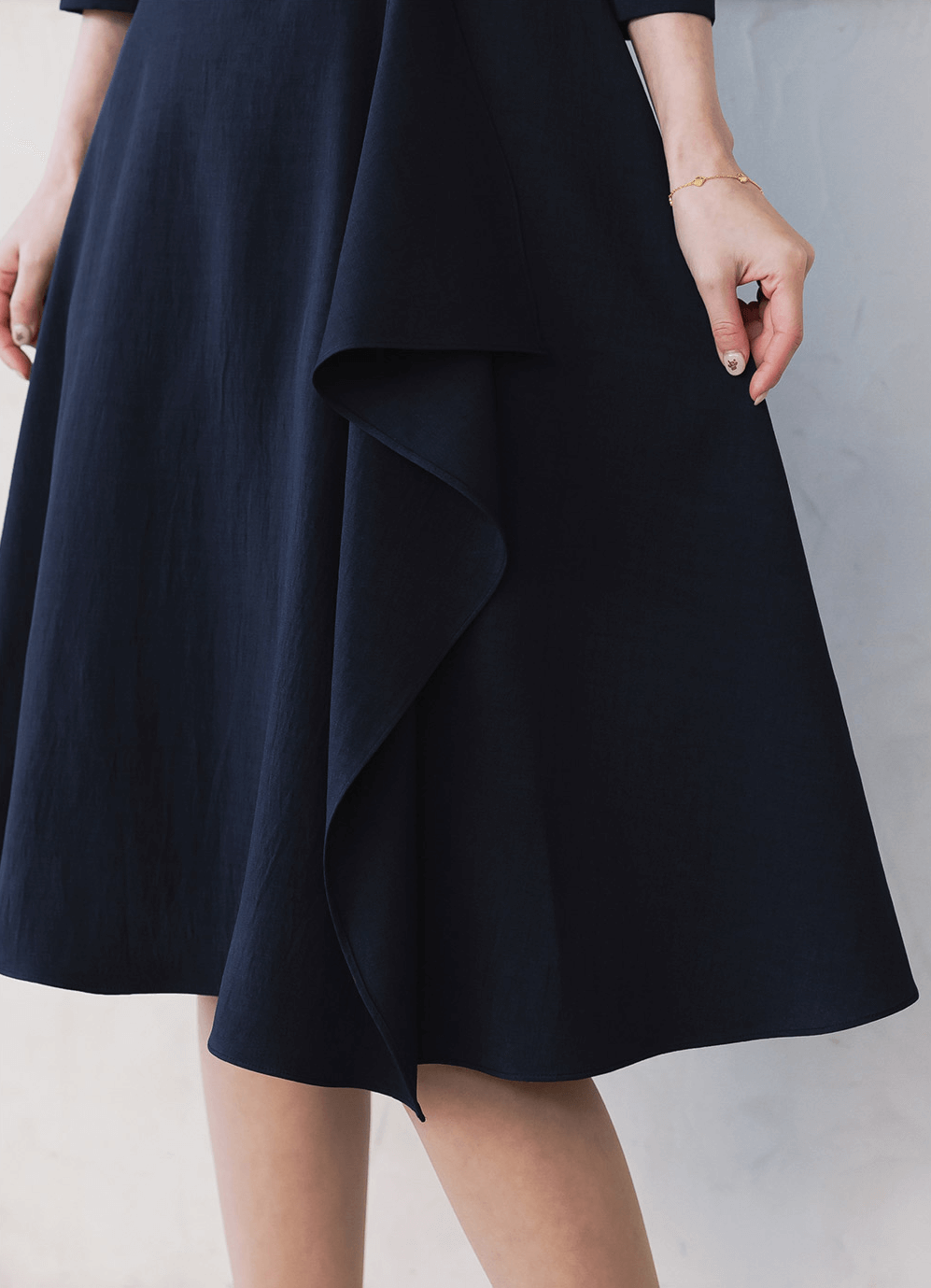 Asymmetric Ruffle Belted Dress with Feminine Flair