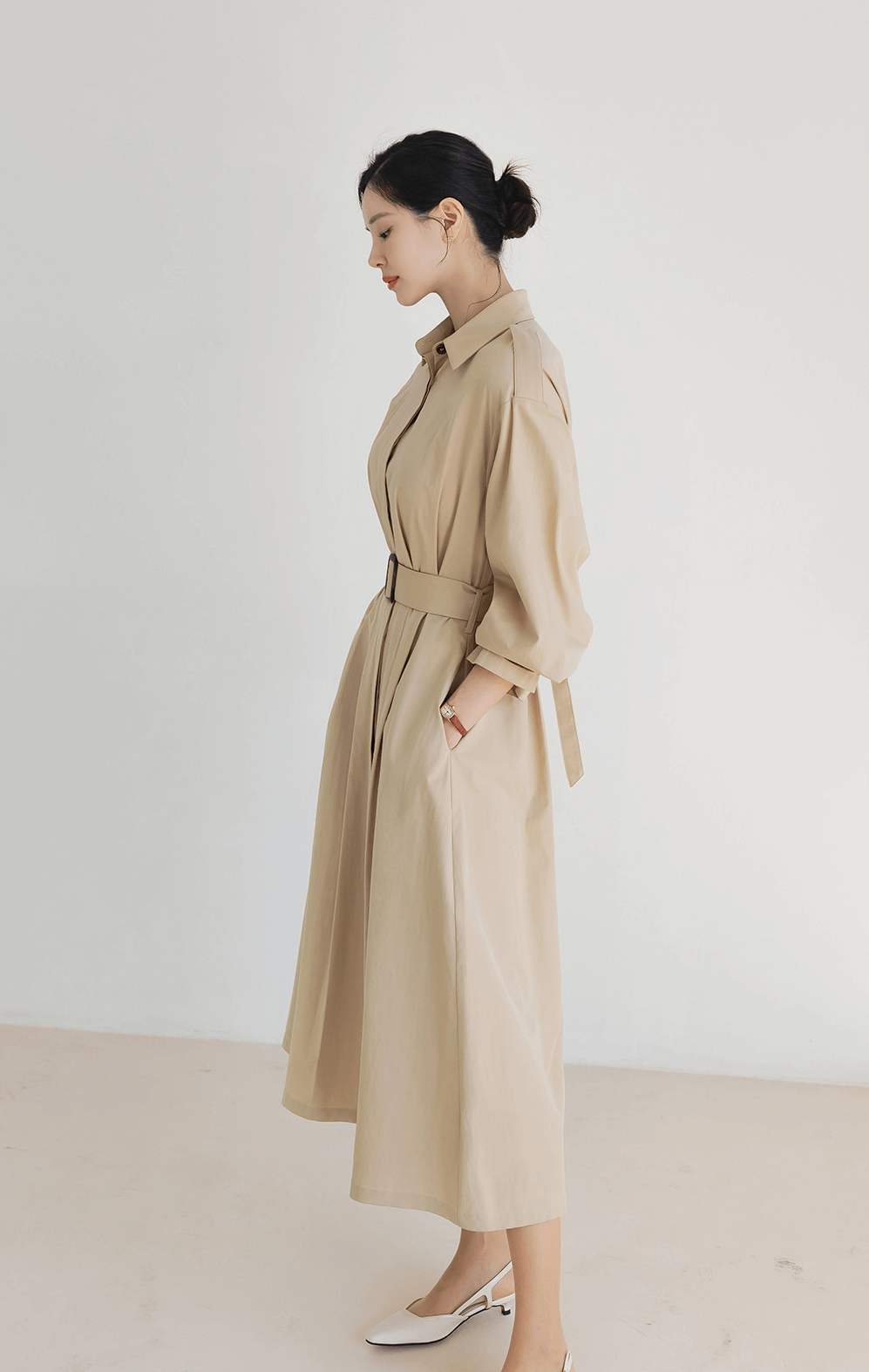 Elegant Modern Charm Trench Belt Dress