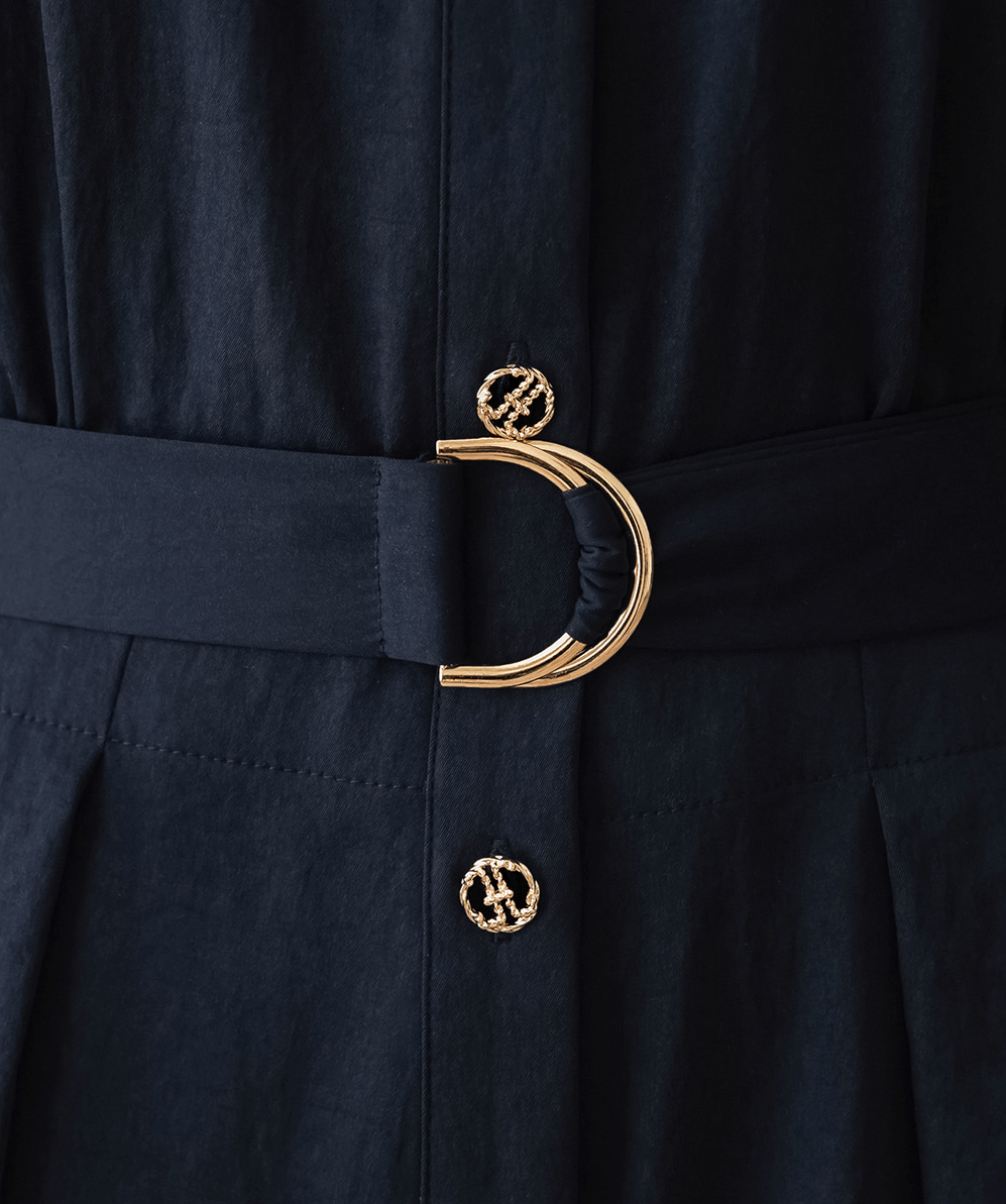 Elegant Puff-Sleeve Shirt Dress with Belt