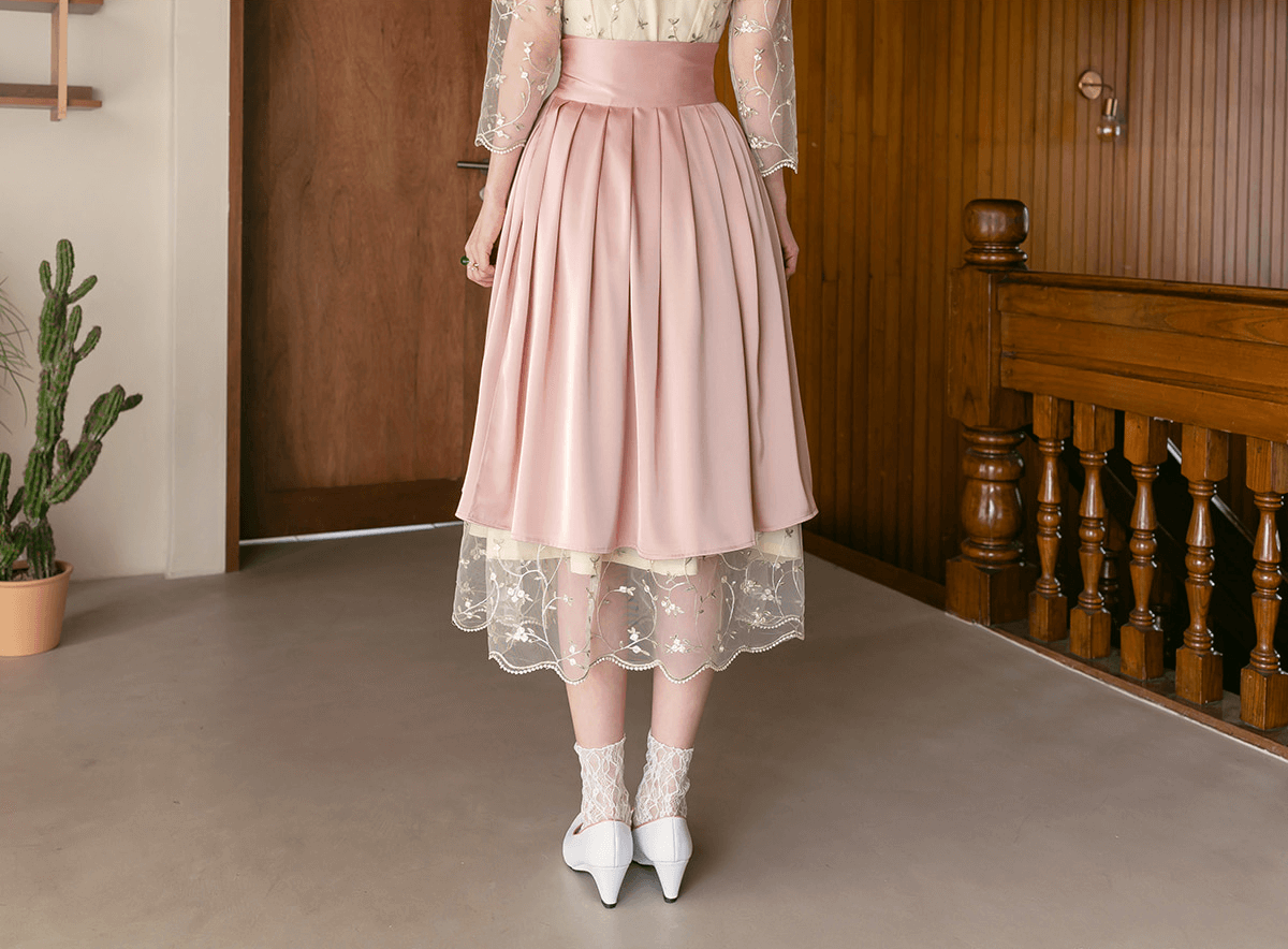Elegance Satin Midi Modern Hanbok Wrap Skirt
