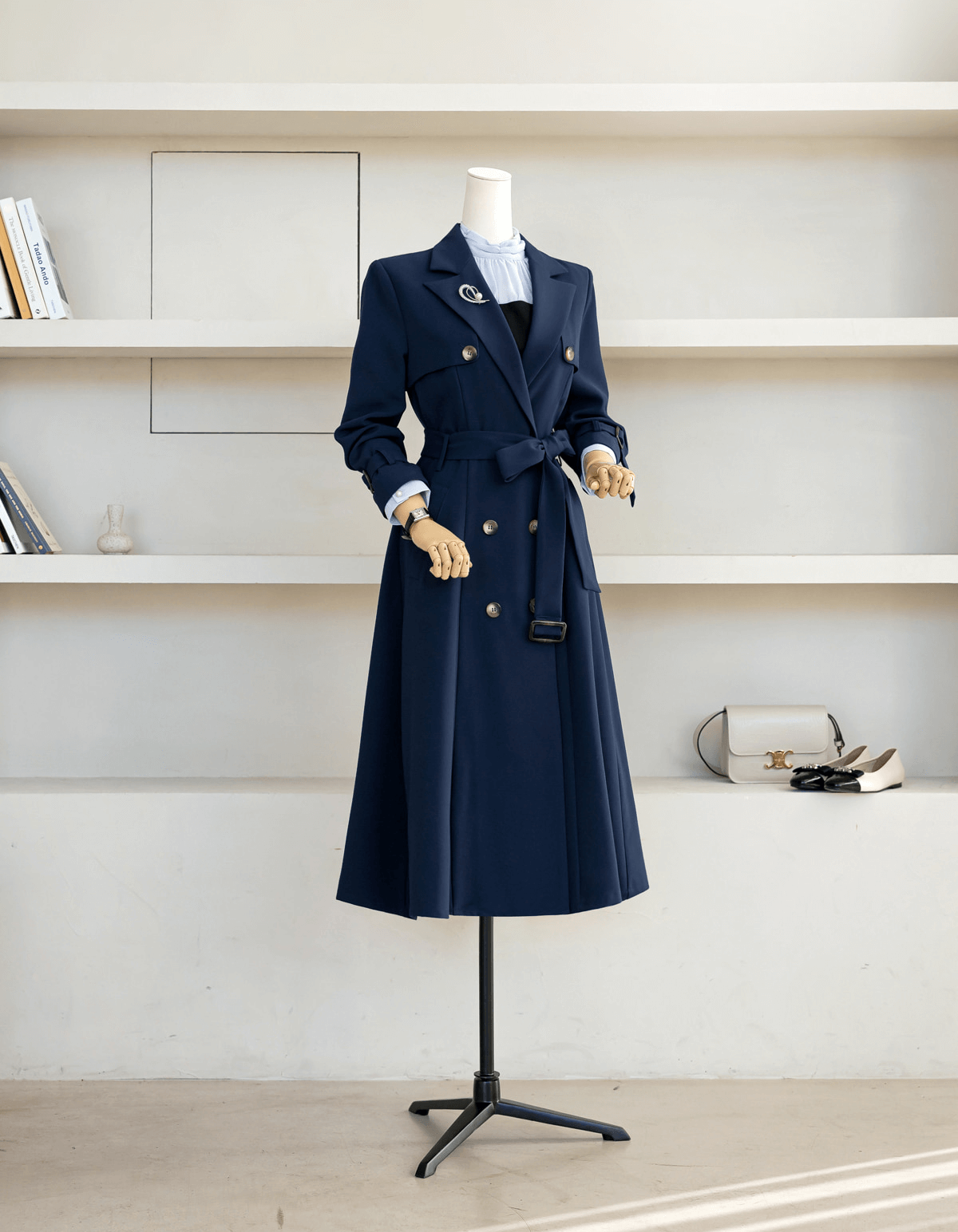 Timeless Tailored Collar Double-Breasted Trench Coat