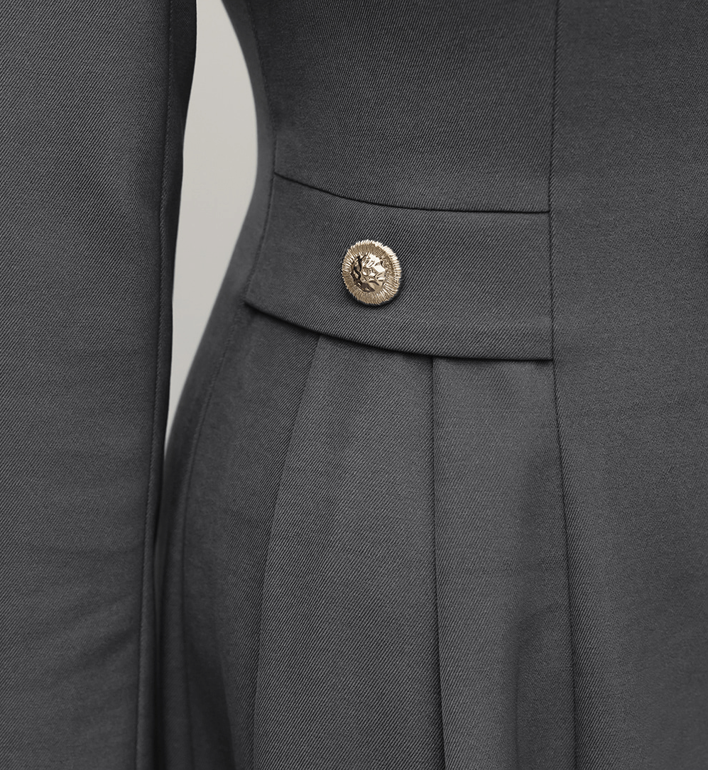 Elegance with a Feminine Touch Grey Pleated Flare Dress