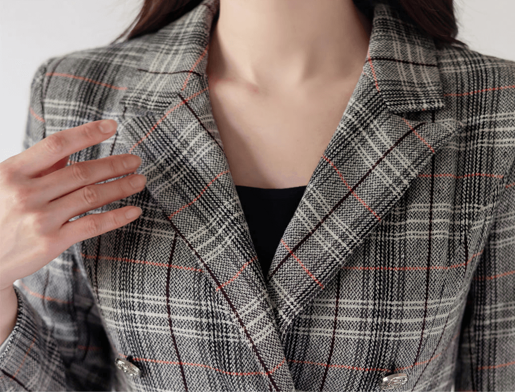 Glen Check Double-Breasted Tailored Dress