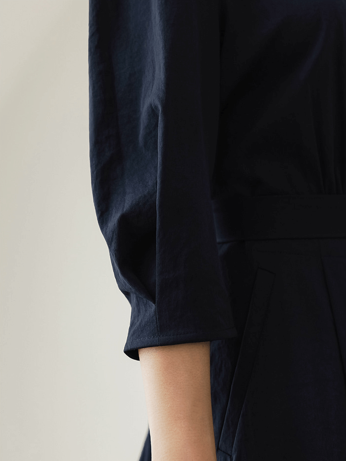 Elegant Puff-Sleeve Shirt Dress with Belt