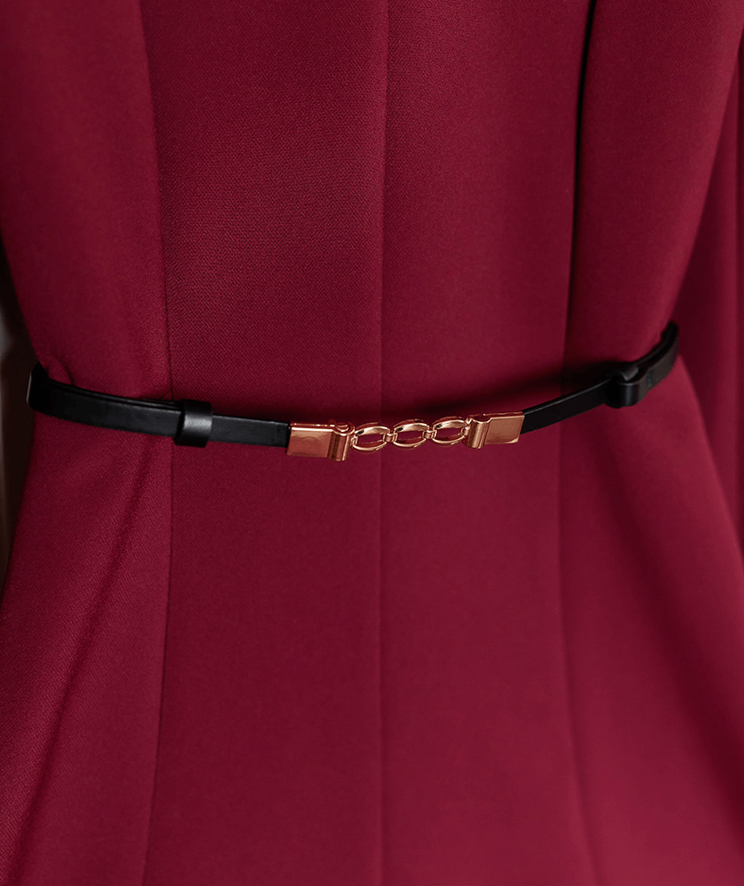 Timeless Elegance V-Neck Belted Flare Dress