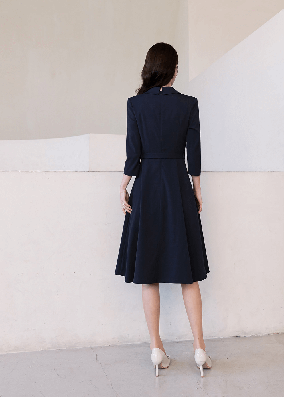 Asymmetric Ruffle Belted Dress with Feminine Flair