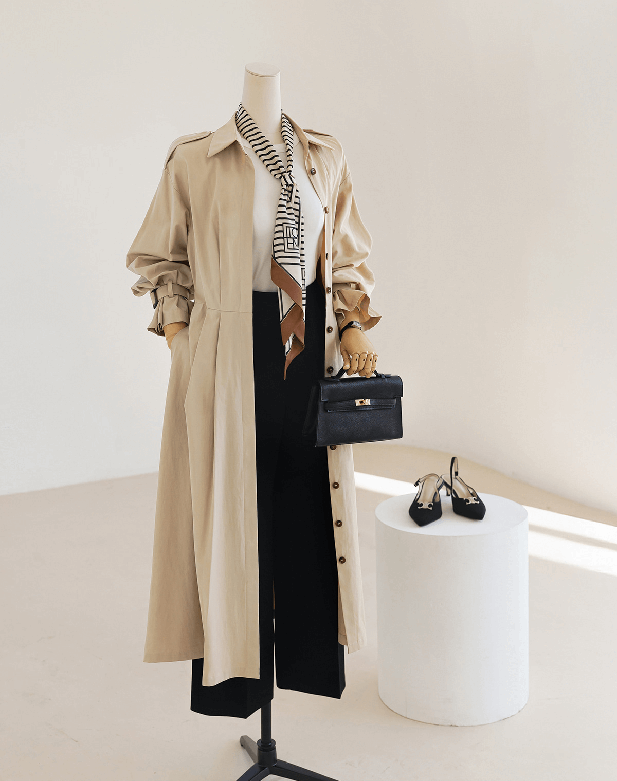 Elegant Modern Charm Trench Belt Dress