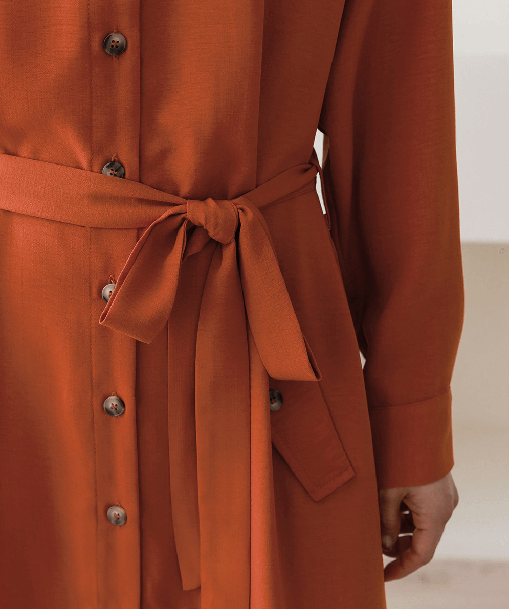Bold and Elegant Shirt Dress with Pintuck Detail