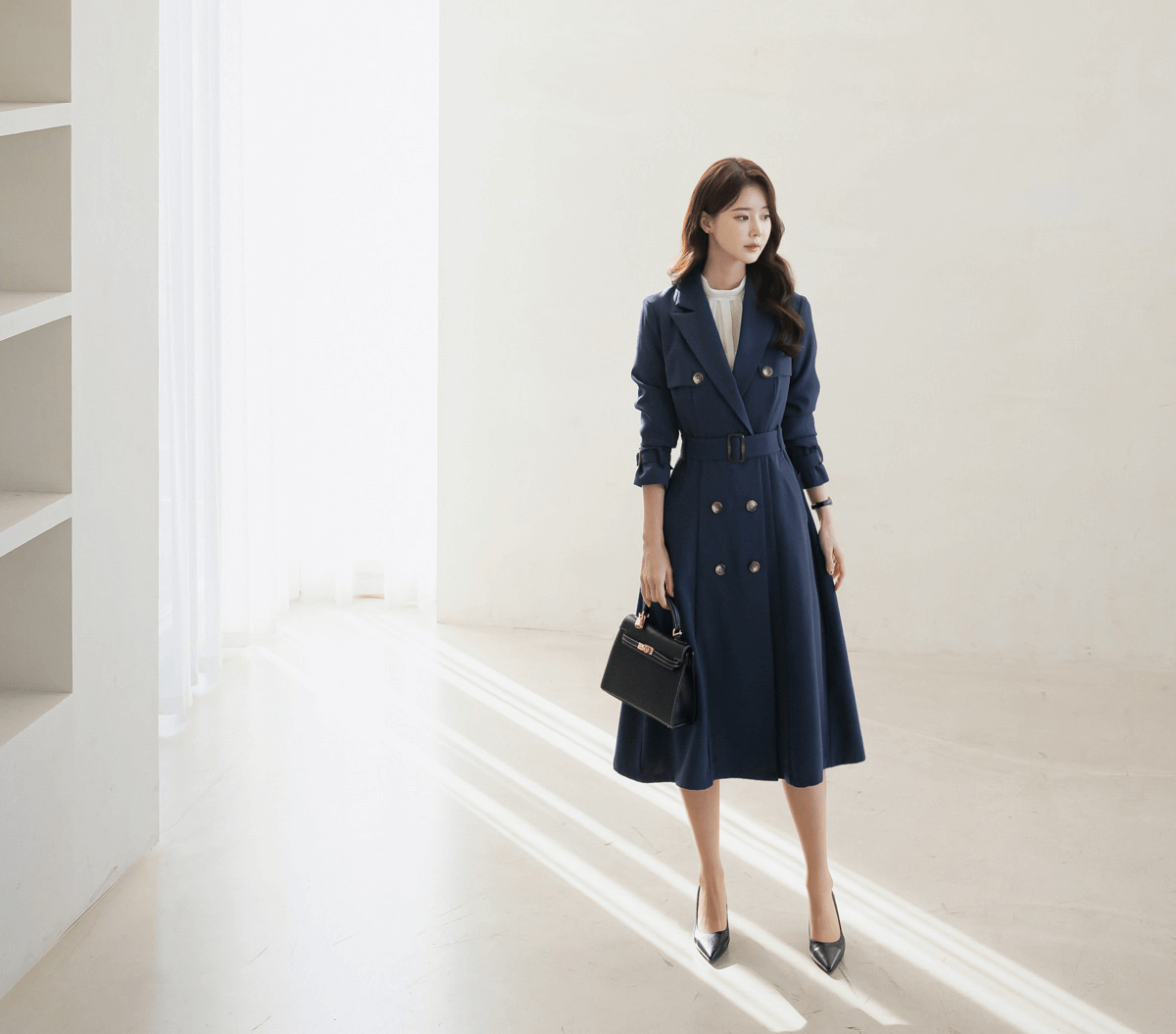 Timeless Tailored Collar Double-Breasted Trench Coat