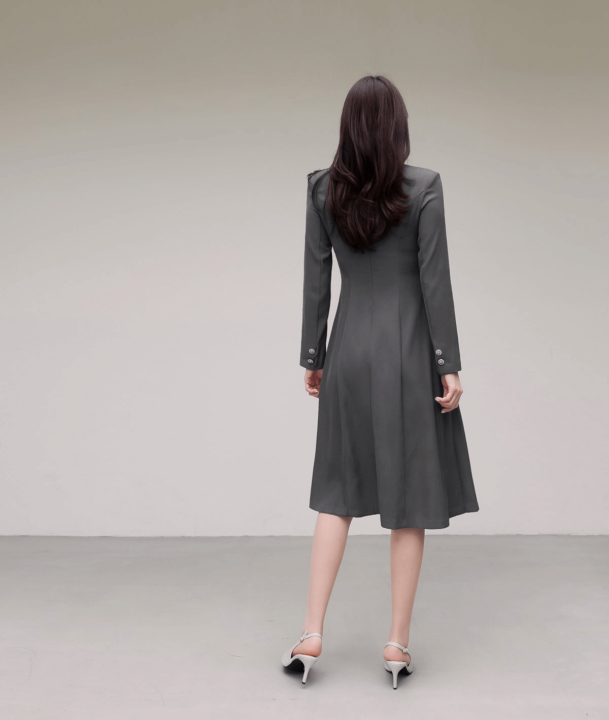 Elegance with a Feminine Touch Grey Pleated Flare Dress