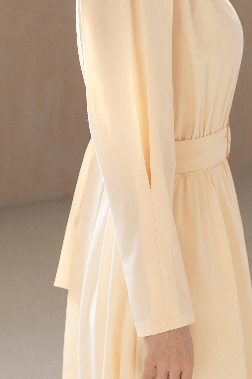 Elegant Shirt Collar Flare Dress with Belt