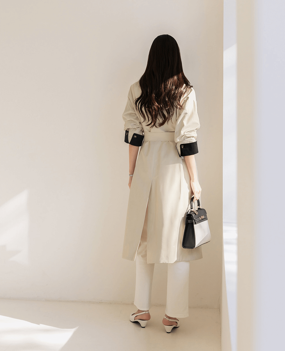 Chic Contrast Collar Double-Breasted Coat