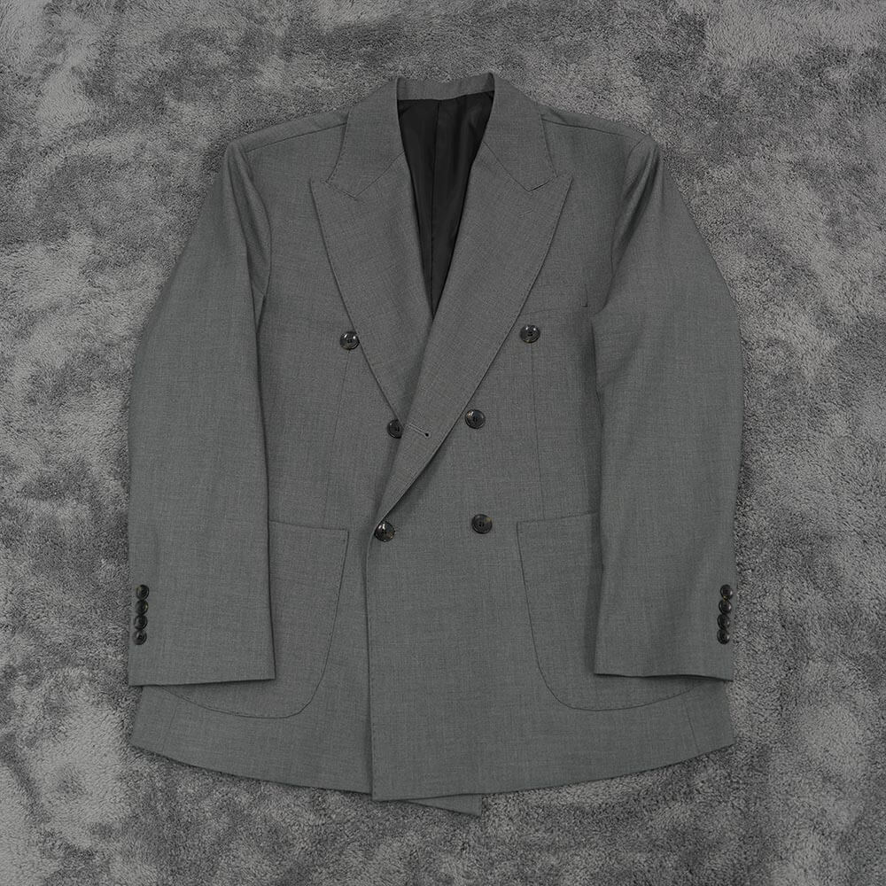 Peaked Lapel Wool Double Jacket