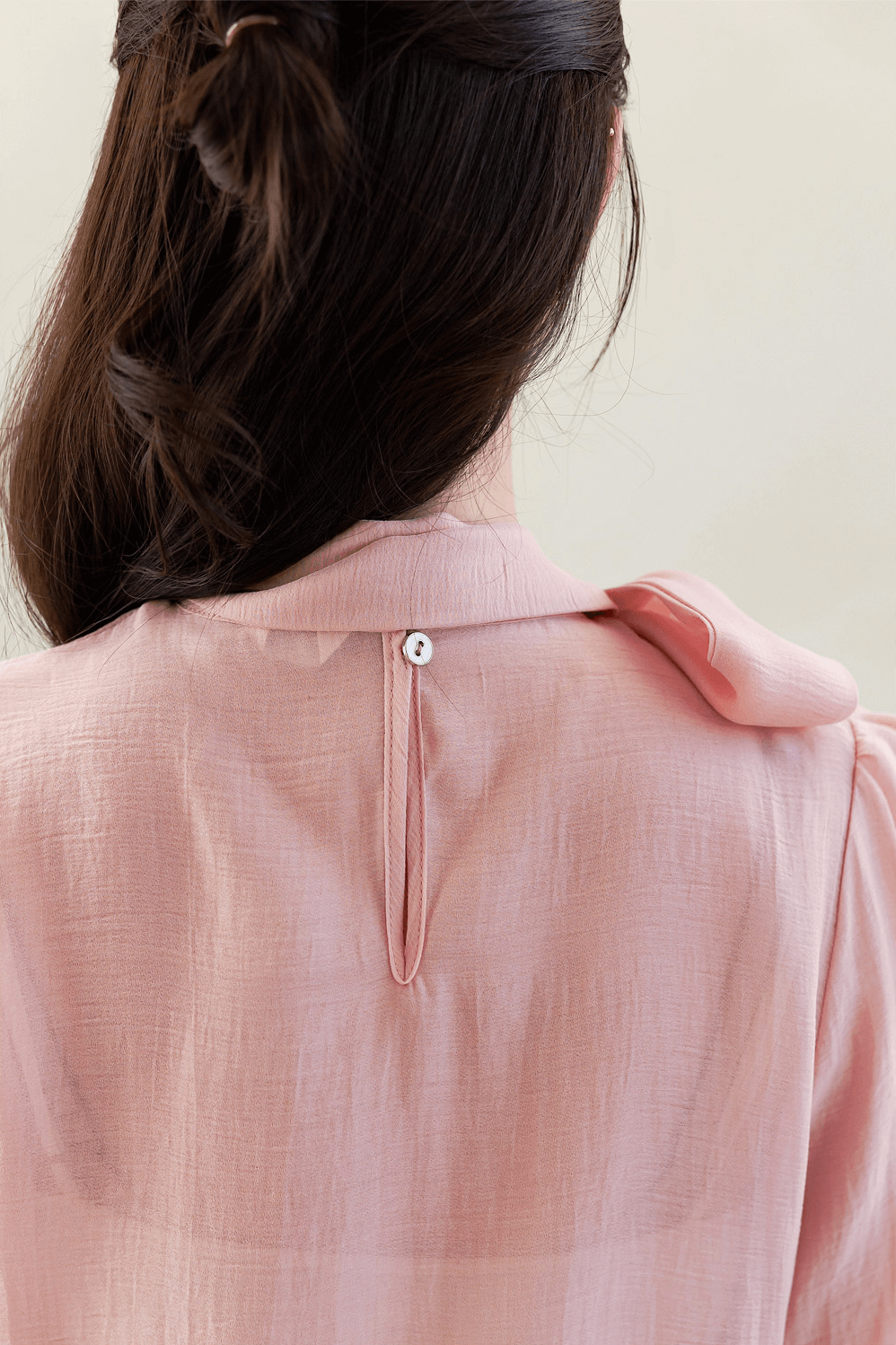 Sheer Elegance Tie-Neck Pintuck Blouse