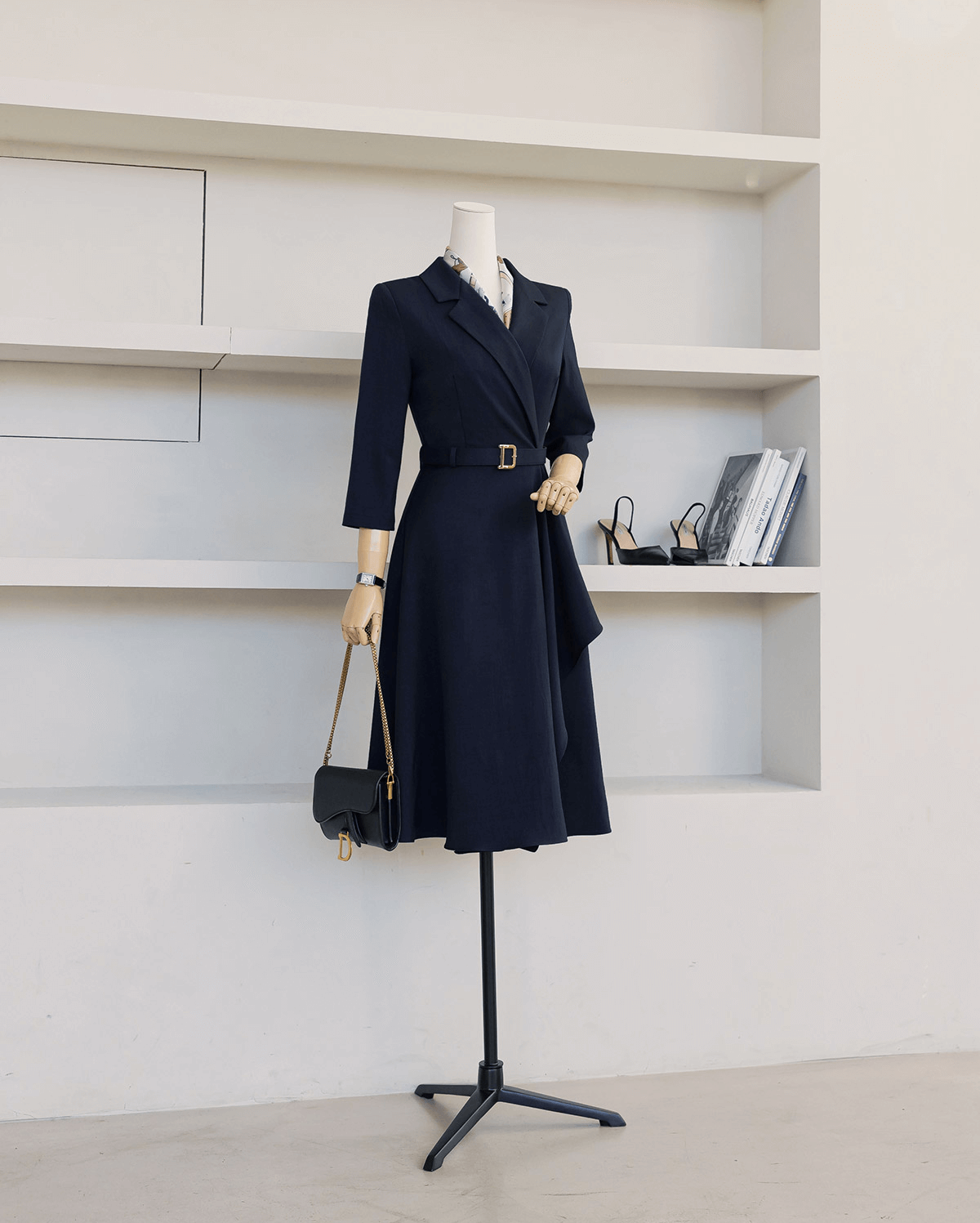 Asymmetric Ruffle Belted Dress with Feminine Flair