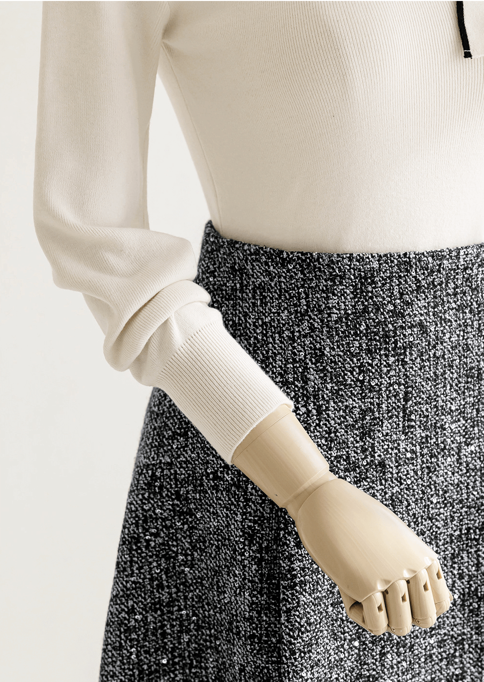 Ribbon-Accent Knit with Contrast Details