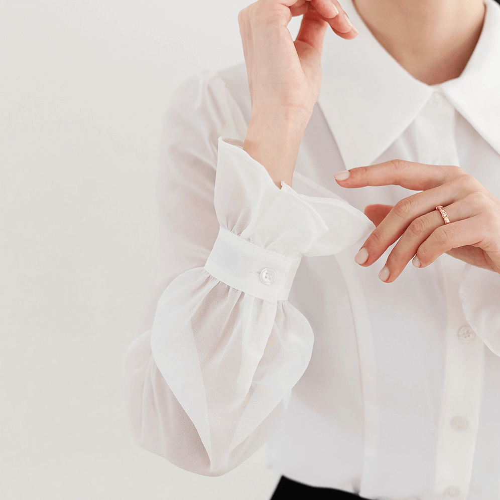 Feminine Flat Collar Chiffon Blouse