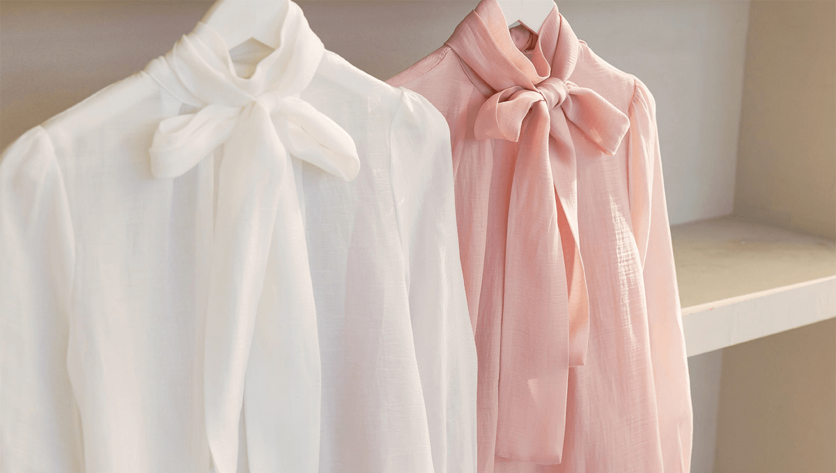 Sheer Elegance Tie-Neck Pintuck Blouse